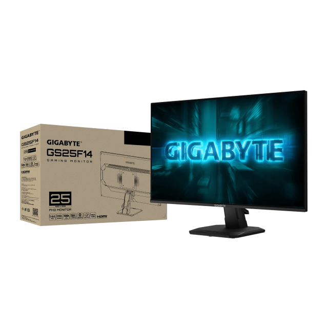 Monitor Gamer Plano Gigabyte GS25F14 | 24.5" | 1920 x 1080 (FHD) | IPS | 144Hz | 1ms (MPRT) | AMD FreeSync / HDR10 | HDMI 2.0 / DisplayPort 1.2 / Jack 3.5mm | Negro | GS25F14
