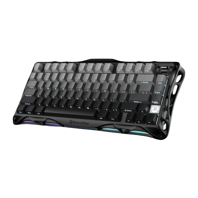 Teclado Mecánico Inalámbrico GravaStar Mercury K1 | 75% | Switch Lineal MX Structure | Hot Swap | Hasta 470 Horas de Batería | Dual Gasket Mount | Top Mount | Perilla Multimedia | 2.4 GHz / Bluetooth 5.0 / USB-C | Inglés | RGB | Negro / Gris | GS K1_GBLK