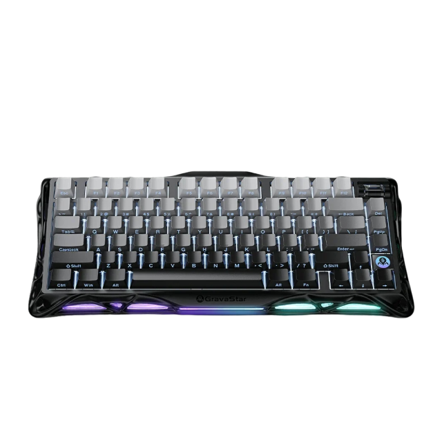 Teclado Mecánico Inalámbrico GravaStar Mercury K1 | 75% | Switch Lineal MX Structure | Hot Swap | Hasta 470 Horas de Batería | Dual Gasket Mount | Top Mount | Perilla Multimedia | 2.4 GHz / Bluetooth 5.0 / USB-C | Inglés | RGB | Negro / Gris | GS K1_GBLK