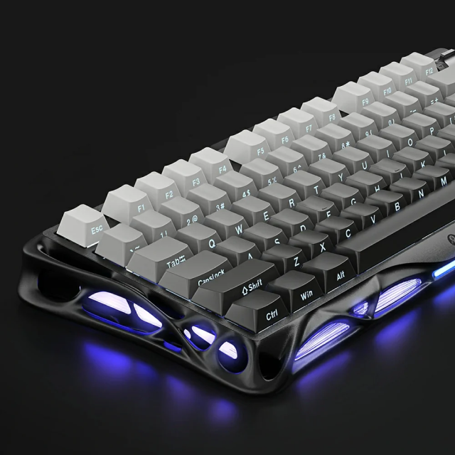 Teclado Mecánico Inalámbrico GravaStar Mercury K1 | 75% | Switch Lineal MX Structure | Hot Swap | Hasta 470 Horas de Batería | Dual Gasket Mount | Top Mount | Perilla Multimedia | 2.4 GHz / Bluetooth 5.0 / USB-C | Inglés | RGB | Negro / Gris | GS K1_GBLK