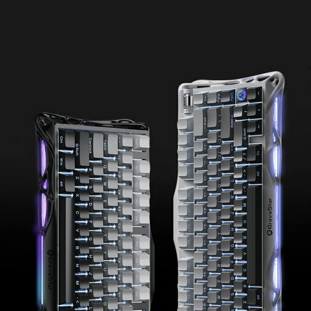 Teclado Mecánico Inalámbrico GravaStar Mercury K1 | 75% | Switch Lineal MX Structure | Hot Swap | Hasta 470 Horas de Batería | Dual Gasket Mount | Top Mount | Perilla Multimedia | 2.4 GHz / Bluetooth 5.0 / USB-C | Inglés | RGB | Negro / Gris | GS K1_GBLK
