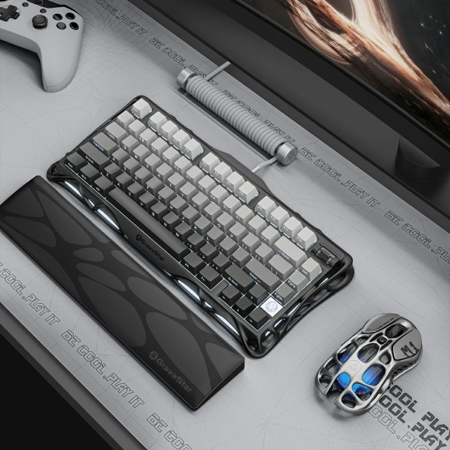 Teclado Mecánico Inalámbrico GravaStar Mercury K1 | 75% | Switch Lineal MX Structure | Hot Swap | Hasta 470 Horas de Batería | Dual Gasket Mount | Top Mount | Perilla Multimedia | 2.4 GHz / Bluetooth 5.0 / USB-C | Inglés | RGB | Negro / Gris | GS K1_GBLK