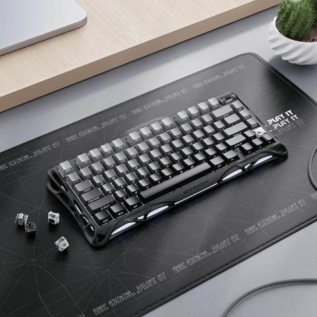 Teclado Mecánico Inalámbrico GravaStar Mercury K1 | 75% | Switch Lineal MX Structure | Hot Swap | Hasta 470 Horas de Batería | Dual Gasket Mount | Top Mount | Perilla Multimedia | 2.4 GHz / Bluetooth 5.0 / USB-C | Inglés | RGB | Negro / Gris | GS K1_GBLK