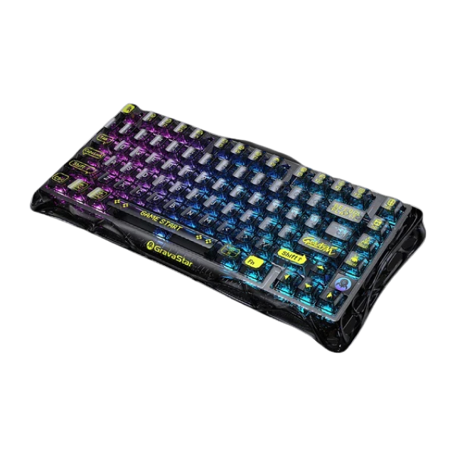 Teclado Mecánico Inalámbrico GravaStar Mercury K1 Lite | 75% | Switch Lineal | Hot Swap | Hasta 235 Horas de Batería | Dual Gasket Mount | Top Mount | 2.4 GHz / Bluetooth 5.0 / USB-C | Inglés | RGB | Negro | GS K1 LITE_XTAL_BLK