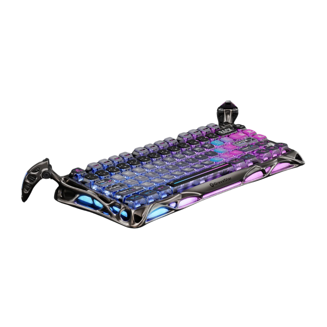 Teclado Mecánico Inalámbrico GravaStar Mercury K1 Pro Special Edition Cyberpunk | 75% | Switch Lineal MX Structure | Hot Swap | Hasta 470 Horas de Batería | Gasket Mount | Perilla | 2.4 GHz / Bluetooth / USB-C | Inglés | RGB Dual | Negro | GS K1 PRO_CBLK