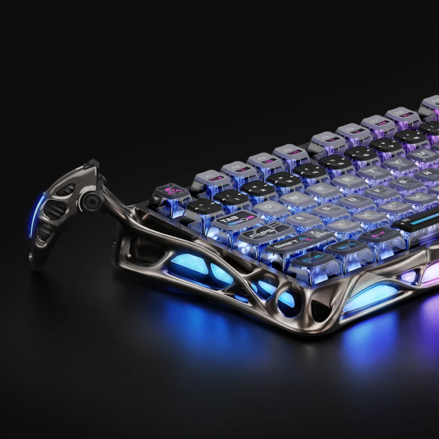 Teclado Mecánico Inalámbrico GravaStar Mercury K1 Pro Special Edition Cyberpunk | 75% | Switch Lineal MX Structure | Hot Swap | Hasta 470 Horas de Batería | Gasket Mount | Perilla | 2.4 GHz / Bluetooth / USB-C | Inglés | RGB Dual | Negro | GS K1 PRO_CBLK