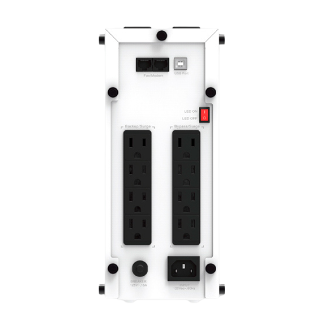 No Break UPS CDP GSMART1516 | 1500 VA / 900 W | 16 Salidas | 2 x USB-C / 4 x USB-A | Puerto de Ethernet RJ45 | Pantalla LCD | Regulador de Voltaje Automático (AVR) | Supresor de Picos | Línea Interactiva | RGB | Blanco | GSMART1516