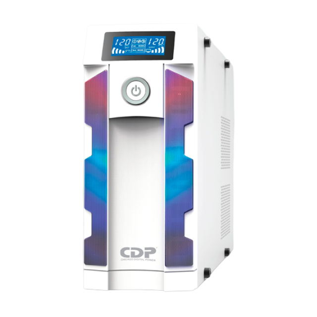 No Break UPS CDP GSMART1516 | 1500 VA / 900 W | 16 Salidas | 2 x USB-C / 4 x USB-A | Puerto de Ethernet RJ45 | Pantalla LCD | Regulador de Voltaje Automático (AVR) | Supresor de Picos | Línea Interactiva | RGB | Blanco | GSMART1516