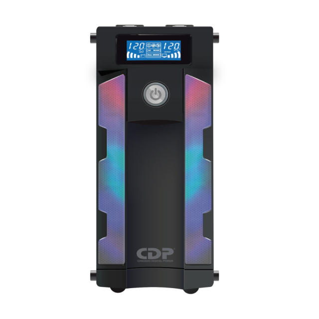 No Break UPS CDP GSMART1516B | 1500 VA / 900 W | 16 Salidas | 2 x USB-C / 4 x USB-A | Puerto de Ethernet RJ45 | Pantalla LCD | Regulador de Voltaje Automático (AVR) | Supresor de Picos | Línea Interactiva | RGB | Negro | GSMART1516B