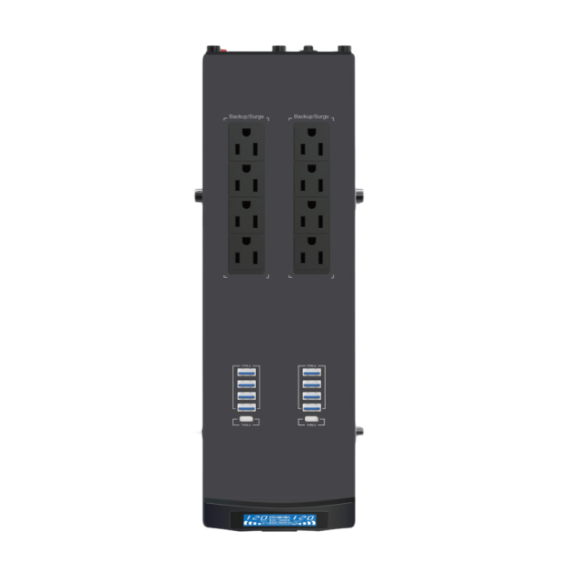 No Break UPS CDP GSMART1516B | 1500 VA / 900 W | 16 Salidas | 2 x USB-C / 4 x USB-A | Puerto de Ethernet RJ45 | Pantalla LCD | Regulador de Voltaje Automático (AVR) | Supresor de Picos | Línea Interactiva | RGB | Negro | GSMART1516B