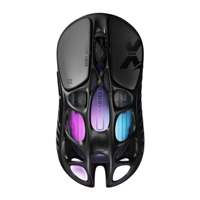 Mouse Gamer Inalámbrico GravaStar Mercury X Pro Wireless | Hasta 113 Horas de Batería | Máx. 32000 DPI | 8000Hz | Sensor Óptico PixArt PAW3950 | 49g | 5 Botones Programables | 2.4GHz / Bluetooth 5.1 / USB-C | RGB GLOWSYNC | Negro | GSXPRO_BLK