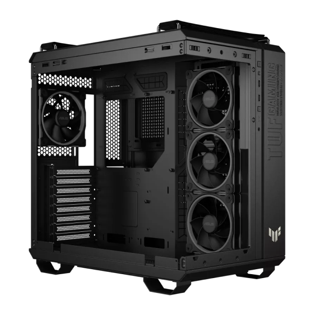 Gabinete ASUS TUF Gaming GT502 Horizon ARGB | Media Torre | ATX / Micro ATX / Mini ITX | 2 x USB A / 1 x USB C | Incluye 4 Ventiladores ARGB | Cristal Templado Panorámico | Negro | GT502 FV/ARGB FANS/BLK/TG