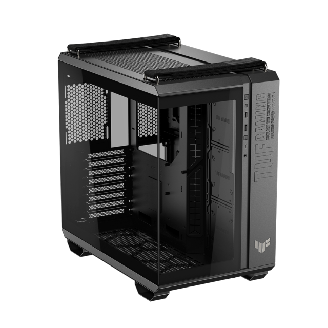 Gabinete ASUS TUF Gaming GT502 Horizon | Media Torre | ATX / Micro-ATX / Mini-ITX | USB-A 3.2 / USB-C 3.2 | Diseño Panorámico con Cristal Templado | Doble Cámara | Negro | GT502 FV/BLK/TG