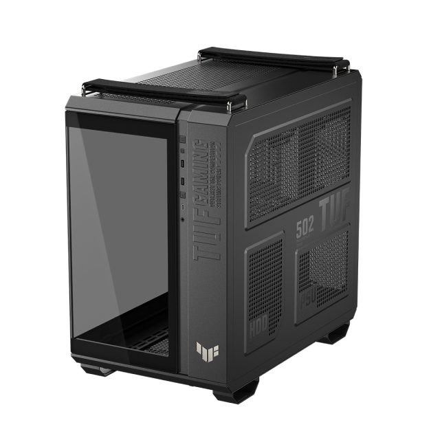 Gabinete ASUS TUF Gaming GT502 Horizon | Media Torre | ATX / Micro-ATX / Mini-ITX | USB-A 3.2 / USB-C 3.2 | Diseño Panorámico con Cristal Templado | Doble Cámara | Negro | GT502 FV/BLK/TG