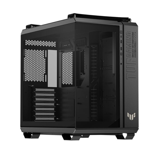 Gabinete ASUS TUF Gaming GT502 Horizon | Media Torre | ATX / Micro-ATX / Mini-ITX | USB-A 3.2 / USB-C 3.2 | Diseño Panorámico con Cristal Templado | Doble Cámara | Negro | GT502 FV/BLK/TG