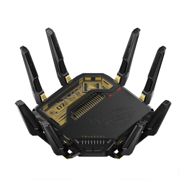 Router Gamer ASUS ROG Rapture GT-BE98 Pro Edition 20 | Wi-Fi 7 | Cuádruple Banda 2.4 GHz / 5 GHz / 2 x 6 GHz | AiMesh | RGB | Negro | GT-BE98 PRO