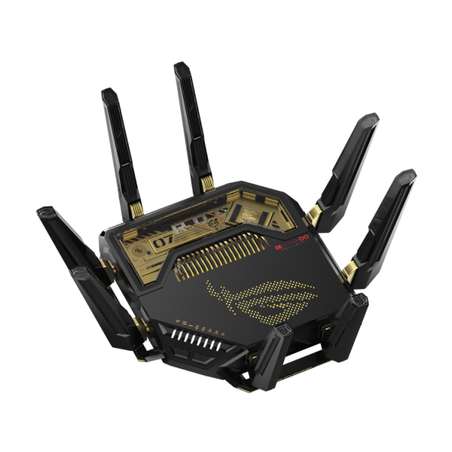Router Gamer ASUS ROG Rapture GT-BE98 Pro Edition 20 | Wi-Fi 7 | Cuádruple Banda 2.4 GHz / 5 GHz / 2 x 6 GHz | AiMesh | RGB | Negro | GT-BE98 PRO