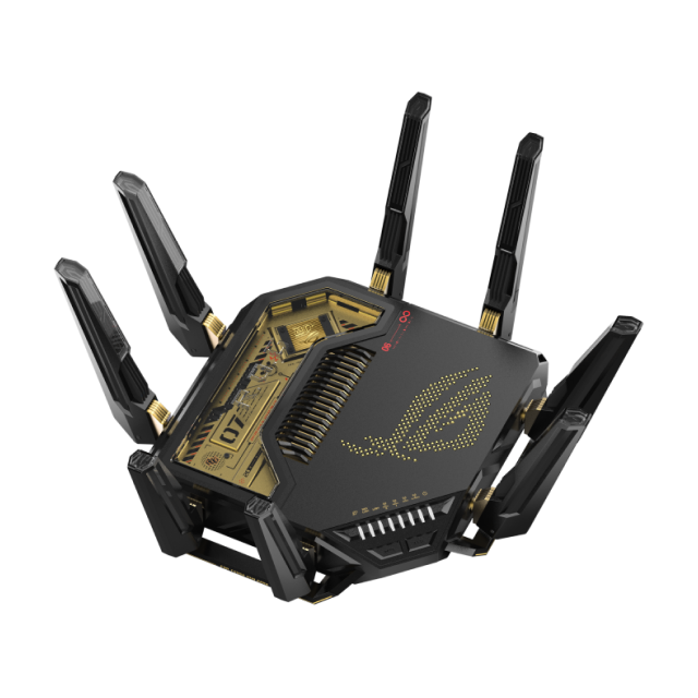 Router Gamer ASUS ROG Rapture GT-BE98 Pro Edition 20 | Wi-Fi 7 | Cuádruple Banda 2.4 GHz / 5 GHz / 2 x 6 GHz | AiMesh | RGB | Negro | GT-BE98 PRO