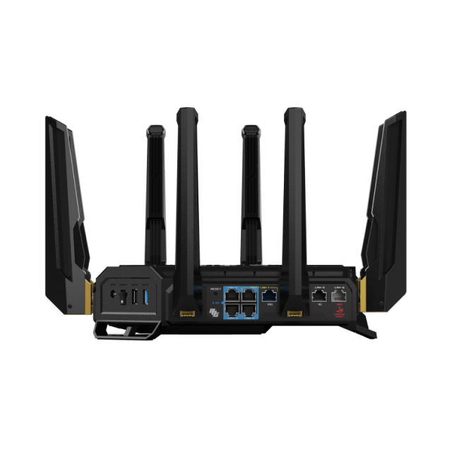 Router Gamer ASUS ROG Rapture GT-BE98 Pro Edition 20 | Wi-Fi 7 | Cuádruple Banda 2.4 GHz / 5 GHz / 2 x 6 GHz | AiMesh | RGB | Negro | GT-BE98 PRO