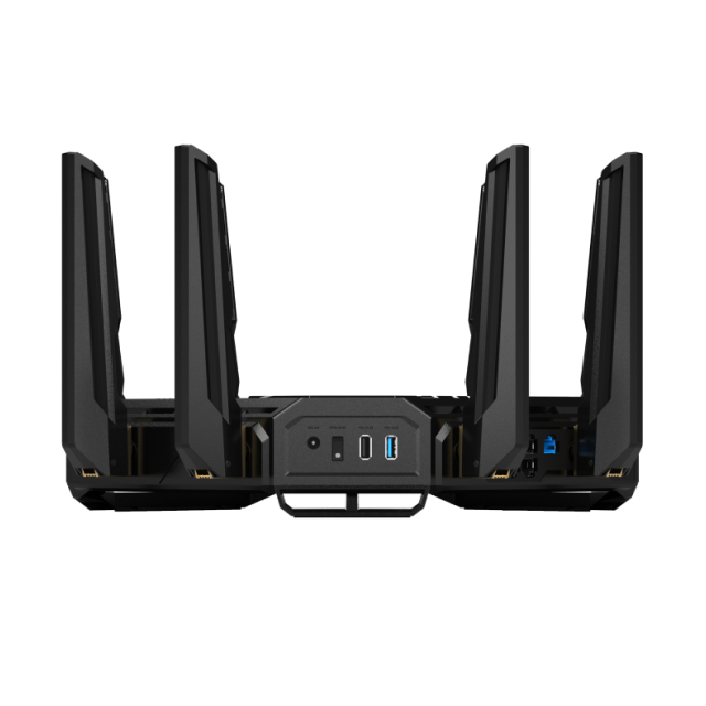 Router Gamer ASUS ROG Rapture GT-BE98 Pro Edition 20 | Wi-Fi 7 | Cuádruple Banda 2.4 GHz / 5 GHz / 2 x 6 GHz | AiMesh | RGB | Negro | GT-BE98 PRO