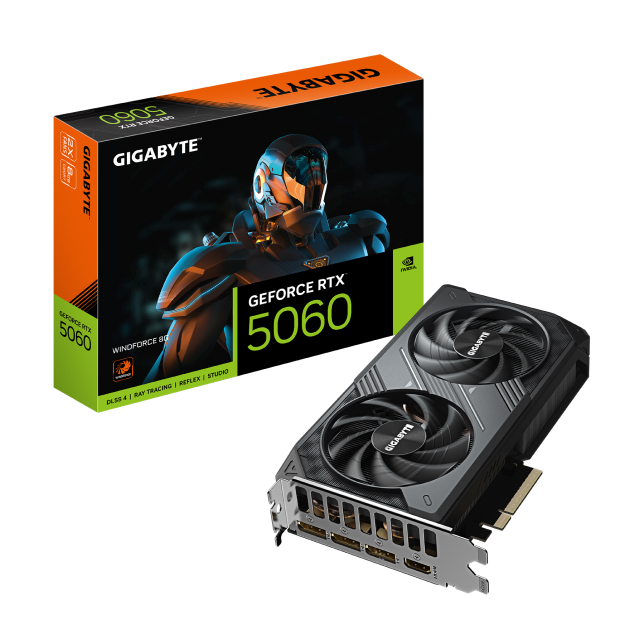 Tarjeta de Video GIGABYTE GeForce RTX 5060 WINDFORCE 8G | 8GB GDDR7 | PCI Express 5.0 | 128 Bits | Negro | GV-N5060WF2-8GD