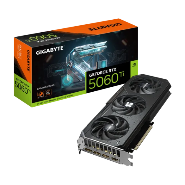 Tarjeta de Video GIGABYTE NVIDIA GeForce RTX 5060 Ti GAMING OC 8G | 8GB GDDR7 | PCI Express 5.0 | 128 Bits | Negro | GV-N506TGAMING OC-8GD