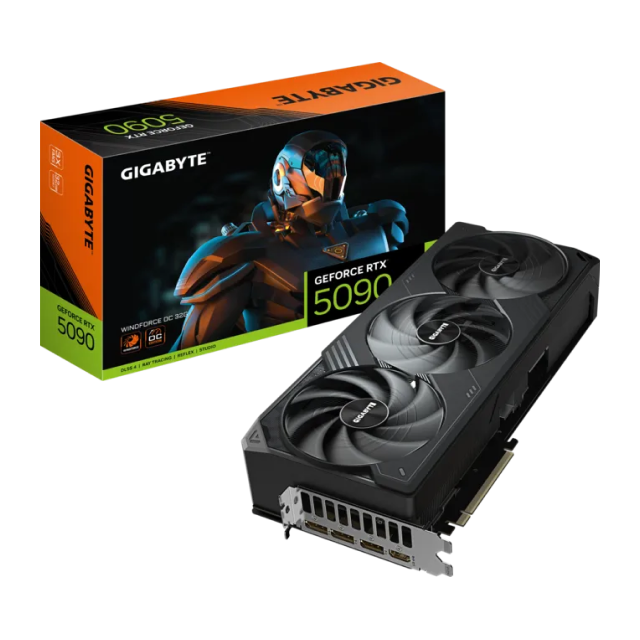 Tarjeta de Video GIGABYTE NVIDIA GeForce RTX 5090 WINDFORCE OC 32G | 32GB GDDR7 | PCIe 5.0 | 512 bits | 2467 MHz (OC) | 1 x HDMI / 3 x DisplayPort | Negro | GV-N5090WF3OC-32GD