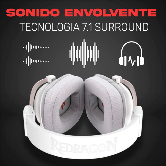 Audífonos Gamer Inalámbricos Redragon Zeus Pro | Micrófono Removible con Filtro Anti Pop | Drivers 53mm | Sonido 7.1 Virtual | 2.4GHz / Bluetooth 5.2 / USB-A | RGB | Blanco | H510W-PRO