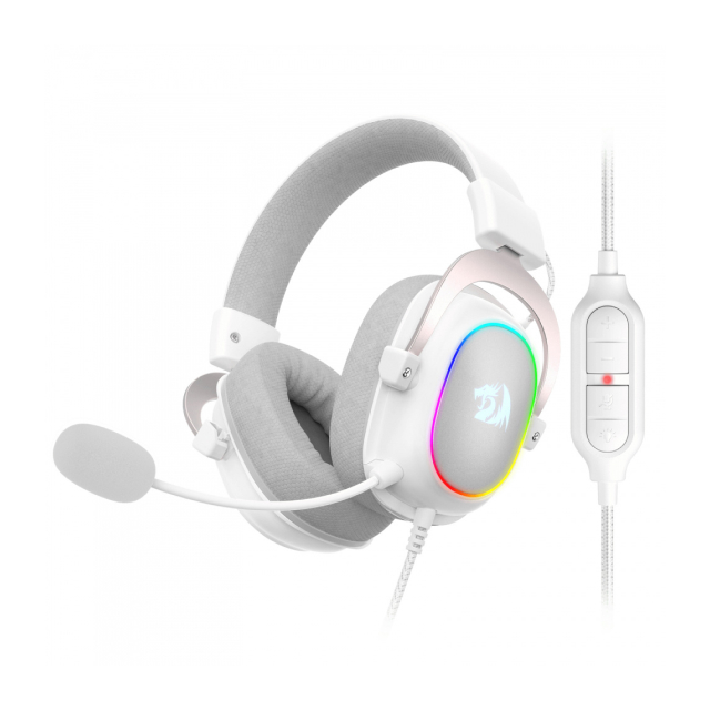 Diadema Alámbrica Redragon Zeus X | Micrófono Flexible Unidireccional | 7.1 Surround | Controlador de Audio | PC / PS4 / Switch | RGB | Blanco | H510W-RGB