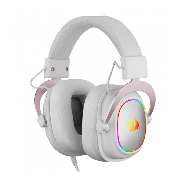 Diadema Alámbrica Redragon Zeus X | Micrófono Flexible Unidireccional | 7.1 Surround | Controlador de Audio | PC / PS4 / Switch | RGB | Blanco | H510W-RGB