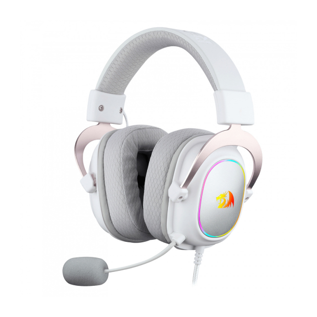 Diadema Alámbrica Redragon Zeus X | Micrófono Flexible Unidireccional | 7.1 Surround | Controlador de Audio | PC / PS4 / Switch | RGB | Blanco | H510W-RGB
