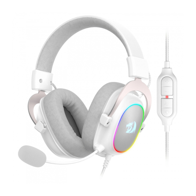 Diadema Alámbrica Redragon Zeus X | Micrófono Flexible Unidireccional | 7.1 Surround | Controlador de Audio | PC / PS4 / Switch | RGB | Blanco | H510W-RGB