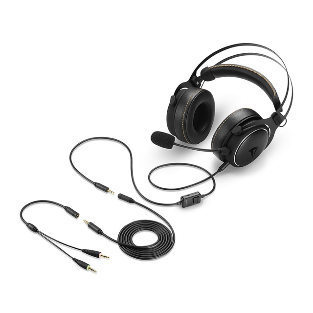 Diadema Alámbrica Sharkoon SKILLER SGH50 | Micrófono Omnidireccional | Hi-Res Audio | Jack 3.5 mm | PC / Nintendo Switch / Móvil / PS4 / PS5 / Xbox Series S/X | Negro | H-SGH50