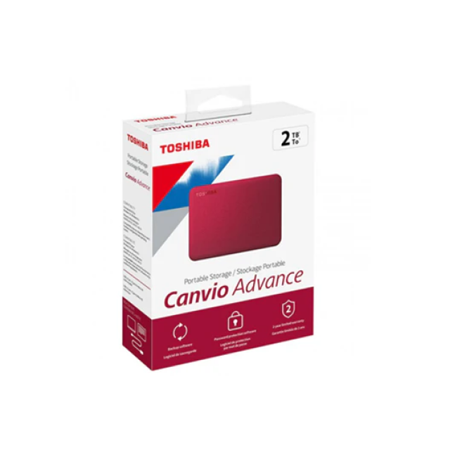 Disco Duro Externo TOSHIBA Canvio Advance | 2TB | USB 3.0 | Color Rojo | HDTCA20XR3AA