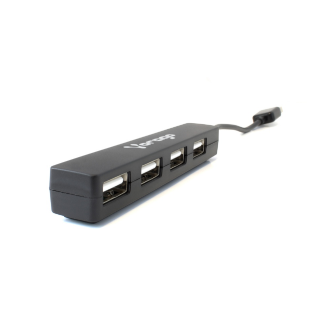 Hub Concentrador Vorago HU-100 | USB 2.0 Macho / USB 2.0 Hembra x 4 | 480 Mbit/s | Color Negro | HU-100