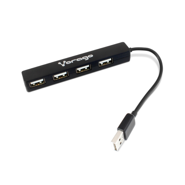 Hub Concentrador Vorago HU-100 | USB 2.0 Macho / USB 2.0 Hembra x 4 | 480 Mbit/s | Color Negro | HU-100