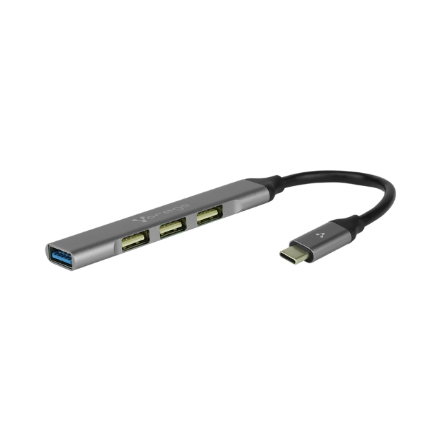 Hub Concentrador Vorago HU-200 | USB C Macho /  USB A Hembra | USB 2.0 x 3 | USB 3.0 x 1 | Color Plata | HU-200