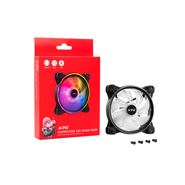 VENTILADOR ADATA XPG HURRICANE 120mm ARGB (CONEXION EN SERIE) /HURRICANE120ARGBPWM-BKCWW