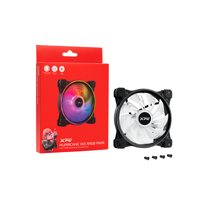 VENTILADOR ADATA XPG HURRICANE 140mm ARGB (CONEXION EN SERIE) / HURRICANE140ARGBPWM-BKCWW