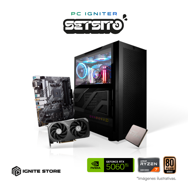 PC Igniter Setsito Black | R7 5700X | RTX 5060 Ti 16GB | 32GB de RAM | SSD 1TB