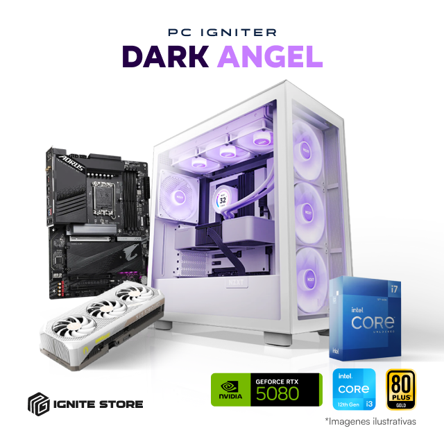 PC Igniter Dark Angel | Intel Core i7 12700KF | RTX 5080 16GB | 64GB de RAM | SSD 1TB