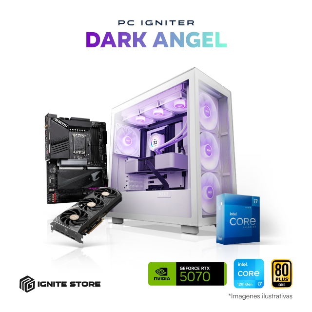 PC Igniter Dark Angel | Intel Core i7 12700KF | RTX 5070 12GB | 64GB de RAM | SSD 1TB