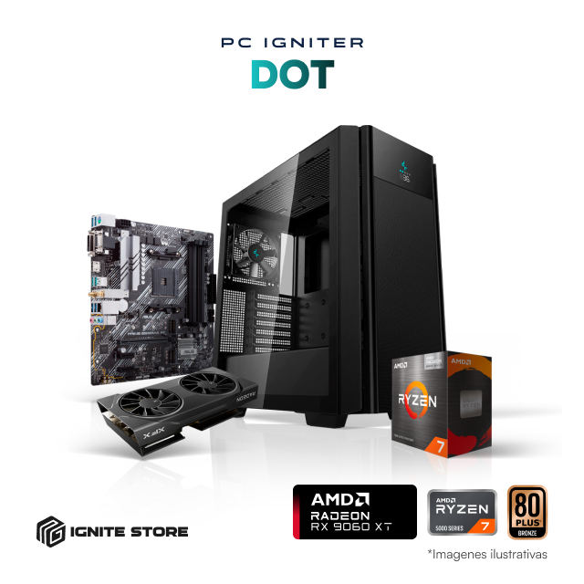 PC Igniter Dot | R7 5700X | RX 9060 XT 8GB | 32GB de RAM | SSD 1TB
