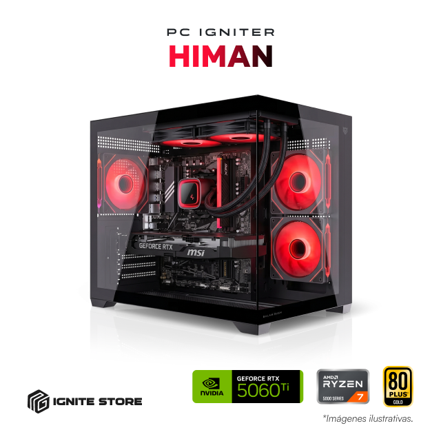 PC Gamer Igniter HiMan | AMD Ryzen 7 5700X  | NVIDIA GeForce RTX 5060 Ti 16GB | 16GB RAM DDR4 | SSD 1TB