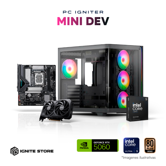 PC Igniter Mini Dev | Intel Core Ultra 5 245K | RTX 5060 8GB | 32GB de RAM | SSD 1TB