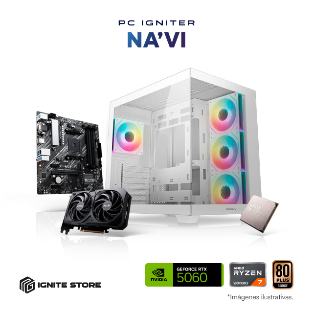 PC Igniter Na'vi | R7 5700X | RTX 5060 8GB | 16GB de RAM | SSD 1TB