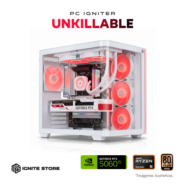 PC Gamer Igniter Unkillable | AMD Ryzen 5 7600X3D | NVIDIA GeForce RTX 5060 Ti 8GB | 32GB RAM DDR5 | SSD 1TB