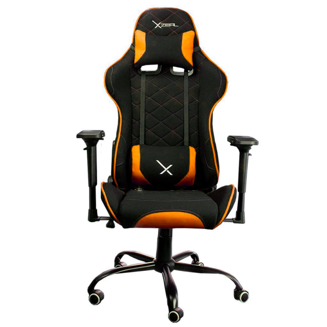 SILLA GAMER XZEAL XZ25 | NEGRO / NARANJA | MATERIAL TEXTIL | BASE METALICA | XZSXZ25O