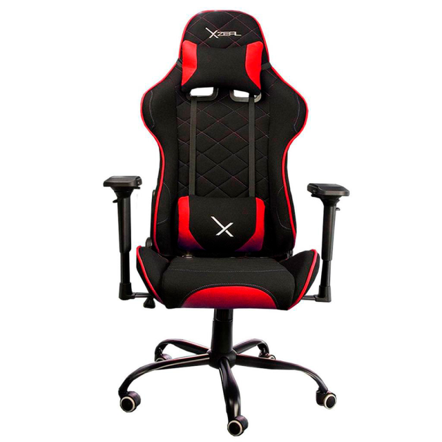 SILLA GAMER XZEAL XZ25 | NEGRA / ROJO | MATERIAL TEXTIL  |BASE METALICA | XZSXZ25R