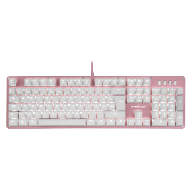 TECLADO ALAMBRICO MECANICO GAMEFACTOR KBG400 PINK SWITCH BLUE (ESPAÑOL) / KBG400-PK-BL